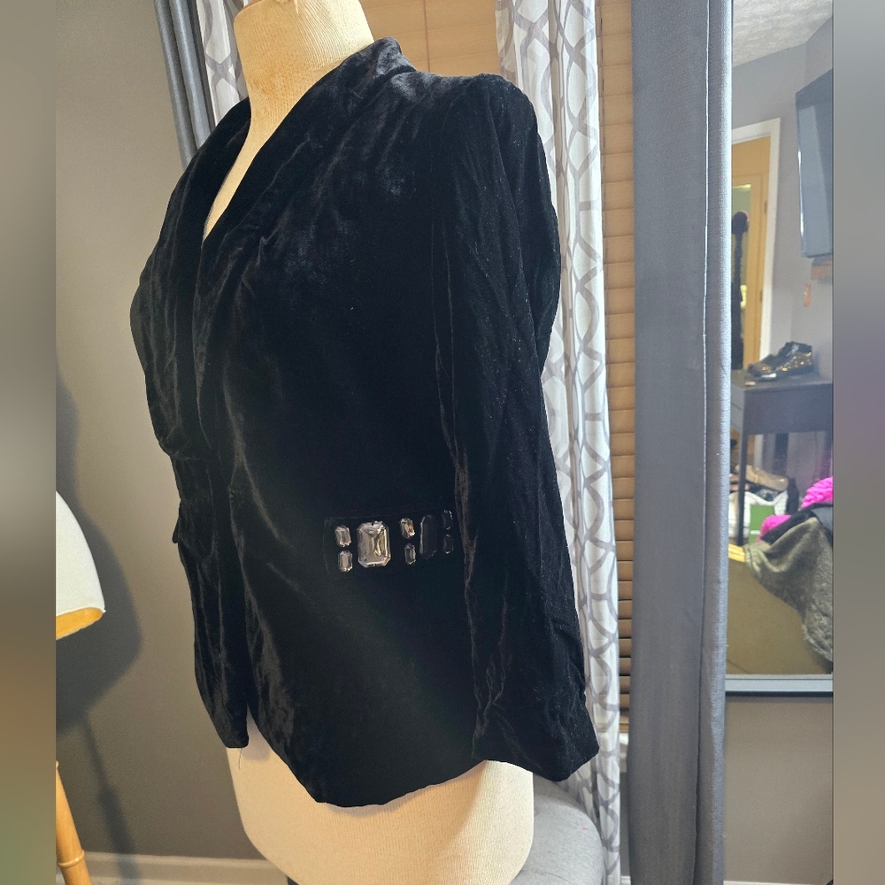 Focus 2000 Black Velvet Blazer Evening Jacket - Picture 2 of 8